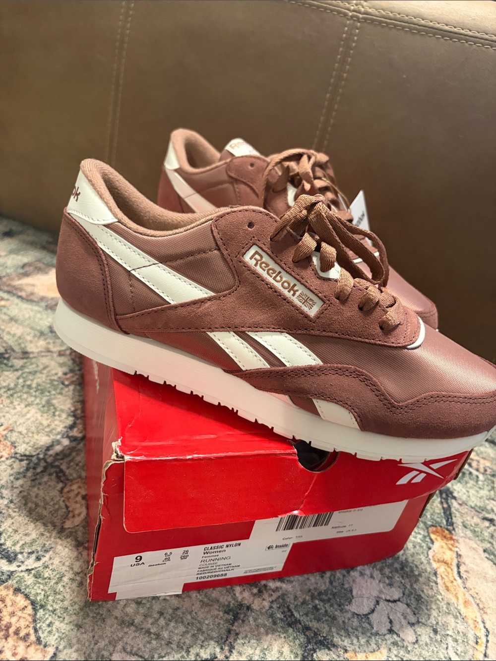 Reebok Women's Classic Nylon Sneaker — Mauve Pink with White Accents - Picture 3 of 5